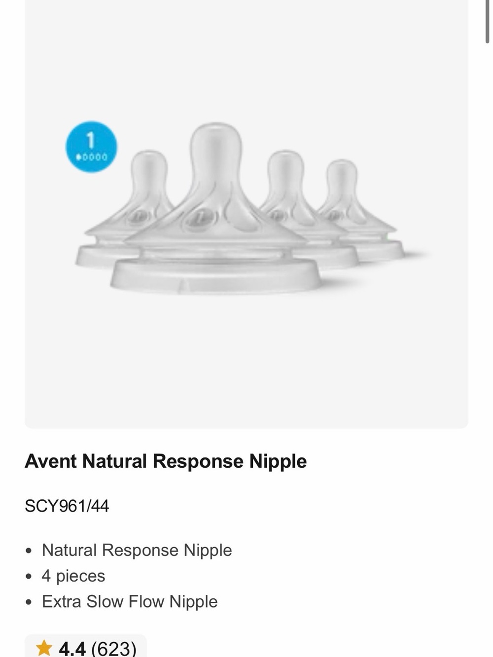Philips AVENT Natural Baby Bottle Teat - Clear